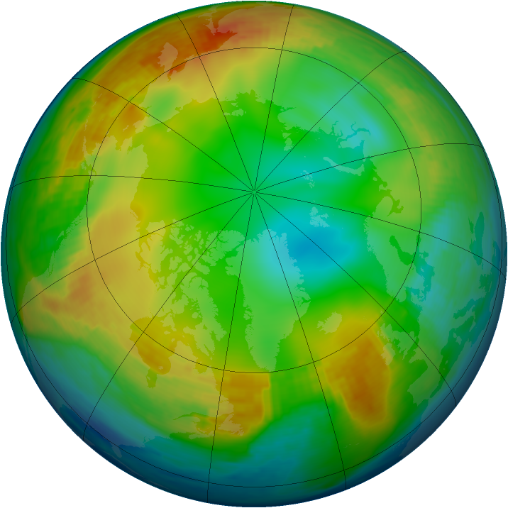 Arctic ozone map for 02 January 1990
